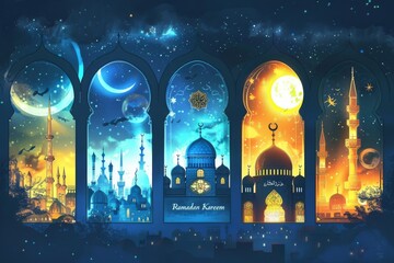 Ramadan and Eid Celebrations: Explore Blessed Islamic Lantern Designs, Festive Greetings & Elegant Backgrounds - Perfect for Your Holy and Spiritual Events