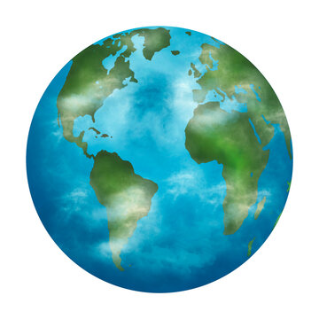 Digitally generated image of planet earth against a white background