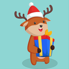 Christmas Day Deer Character Design Illustration