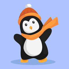 Christmas Day Penguin Character Design Illustration
