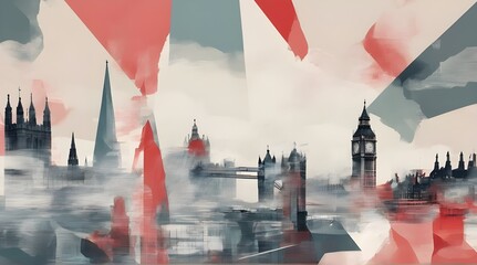 London cityscape panorama with River Thames Tower Bridge and Tower of London in the morning light. generative.ai - obrazy, fototapety, plakaty