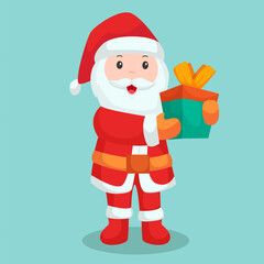 Christmas Santa Claus with Gift Character Design Illustration