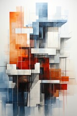 Abstract Geometric Artwork in Warm and Cool Tones