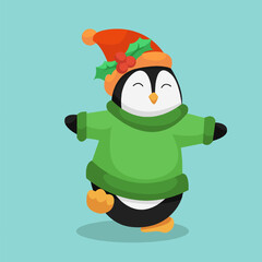 Christmas Penguin Character Design Illustration