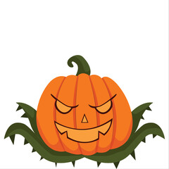 Scary Halloween Pumpkin Character Design Illustration