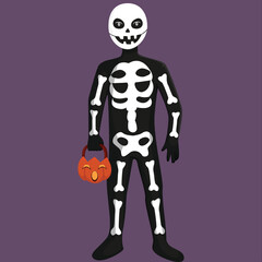 Halloween Skeleton Costume Character Design Illustration