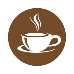 logo design of hot coffee in a glass with smoke