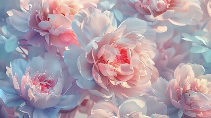 Soft Pastel Peony Flowers Artwork for Behance HD