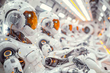 Fototapeta premium Robot, virtual cyborg, artificial intelligence portrait, technological marvel.