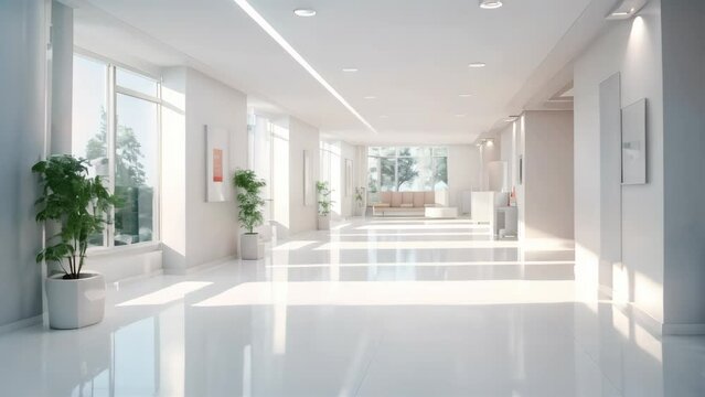 Clean Interior of hospital white tone background.