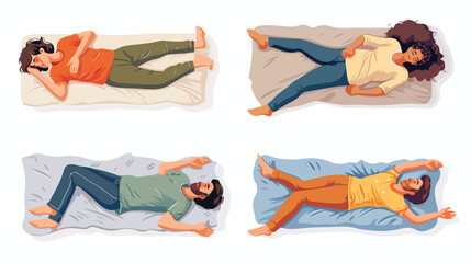 Set of Four sleeping people in different positions. To