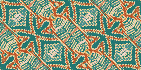 intricate geometric ethnic oriental ikat seamless pattern traditional textile design vector illustration