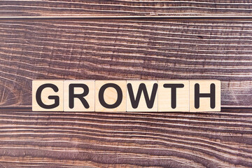 GROWTH word made with wood building blocks