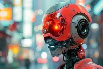 Fototapeta premium Robot, futuristic android, digital face, smart technology.