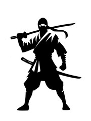 Silhouette of Ninja warrior vector illustration. For Poster design, Logo and print.