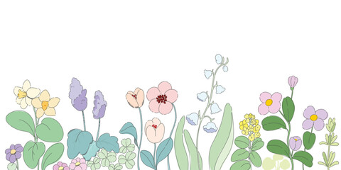 hand drawn line arrangements with small flower. Botanical illustration minimal style. - 787997032