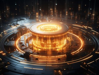 Futuristic glowing orange power core