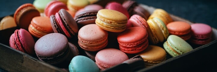 Multi-colored macaroons as a work of confectionery art.