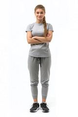 Blonde sportive woman with natural face beauty, 20 years old, cut out