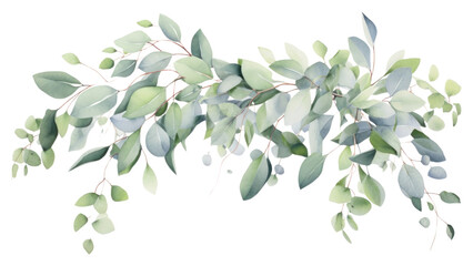 PNG Garland eucalyptus Swags pattern plant leaf - obrazy, fototapety, plakaty