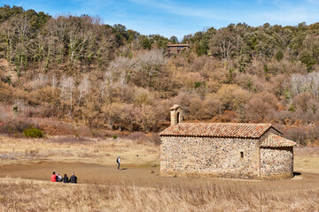 Santa Margarida chapel in La Garrotxa volcanic area. Catalunya, Spain