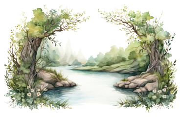 PNG Garland river Swags outdoors painting nature