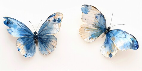 "Graceful Flight: Blue Morpho Butterflies in Delicate Motion"