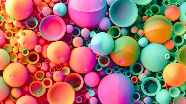 A colorful image of many different colored spheres