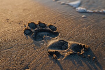 Canine footmark in the sand