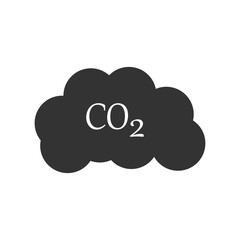 co2 vector icon, logo on white background. CO2 emissions in cloud vector icon. Carbon dioxide formula illustration symbol. smog pollution sign or logo. Vector illustration. Eps file 465.