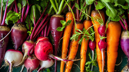 fresh radishes and onions