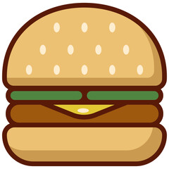 Single burger icon with colorful design