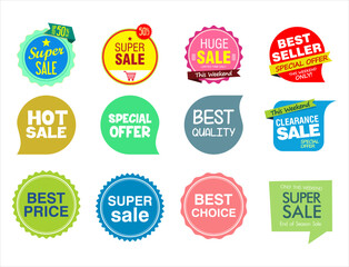 Modern sale stickers and tags colorful collection  - 788012089