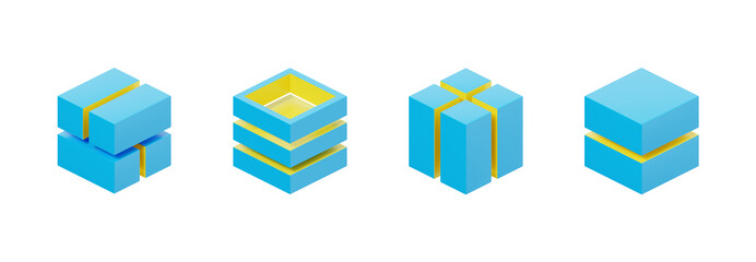 Fototapeta premium 3d cube. 3d render icon pack. High quality render. Transparent background