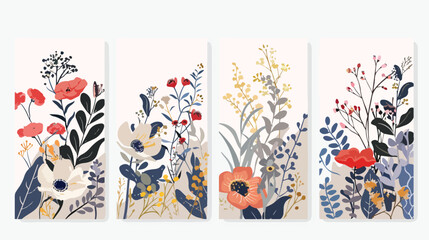 Flowers cards set Nature background