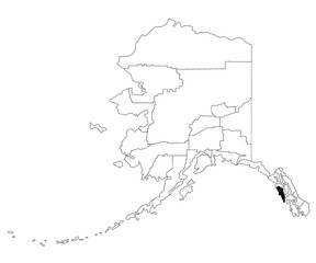 Map of Sitka borough in Alaska state on white background. single borough map highlighted by black colour on Alaska map. UNITED STATES, US