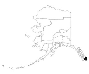 Fototapeta premium Map of ketchikan gateway borough in Alaska state on white background. single County map highlighted by black colour on Alaska map. UNITED STATES, US