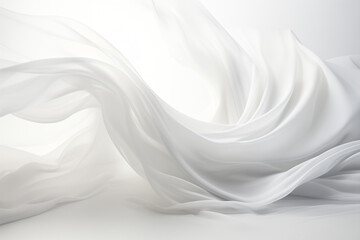 Generative Ai of a white veil in motion on a white background. 