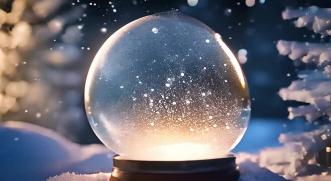 Animated Magic 3D Sphere with Snowflakes