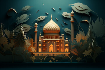 Generative Ai of Ramadan Kareem greeting illustration - obrazy, fototapety, plakaty