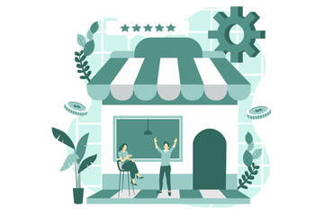 Coffee Shop Flat Design Illustration