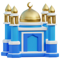 Blue Mosque with Minaret and Gold Dome