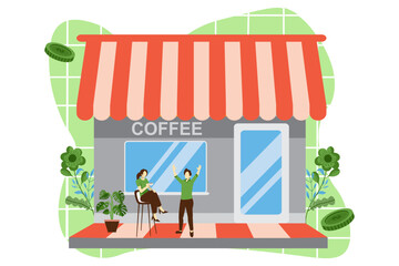Coffee Shop Flat Design Illustration
