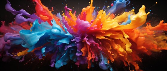 Dynamic abstract splashes in multiple vivid colors, resembling a colorful explosion