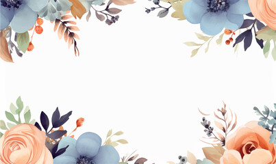watercolor floral frame background pastel pink blue colors