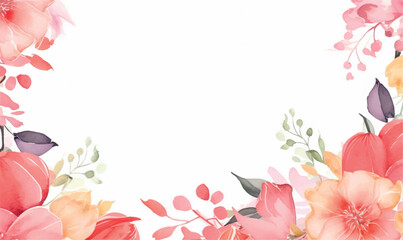 watercolor floral frame background pastel pink colors