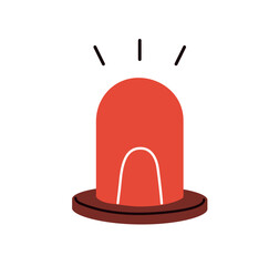 Emergency red alarm light, flashing siren. Alert icon. Attention, beware of danger, threat. Caution and urgency lamp beacon, warning bulb. Flat vector illustration isolated on white background