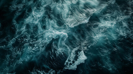 
Dark, turbulent, blue-green sea surface