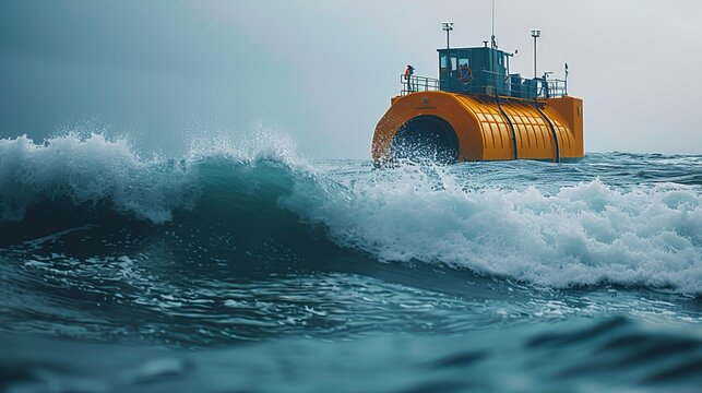 Energy Spark: A photo of a wave energy converter in the ocean