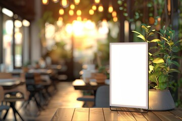 Design key visual layout for cafe with blurred background mock up menu frame tent card